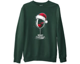 Funny Santa Hat Wine Glass Sweatshirt Holiday Drinking Merry Xmas Top