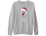 Funny Santa Hat Wine Glass Sweatshirt Holiday Drinking Merry Xmas Top
