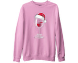Funny Santa Hat Wine Glass Sweatshirt Holiday Drinking Merry Xmas Top