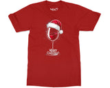 Funny Santa Hat Wine Glass T-shirt Holiday Drinking Tee Merry Xmas Top