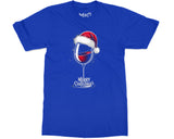 Funny Santa Hat Wine Glass T-shirt Holiday Drinking Tee Merry Xmas Top