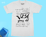 16th Birthday T-shirt Math Square Root 256 Tee 16 Years Old Bday Gifts