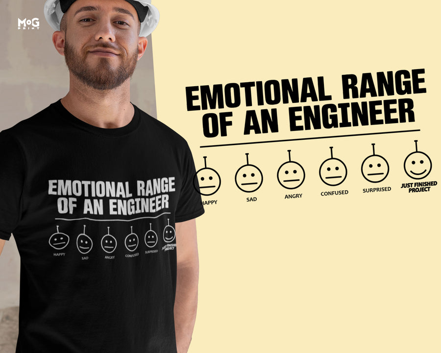 Funny Engineer Emoji T-shirt Sarcastic Engineering No Emotions Joke Gift Tee