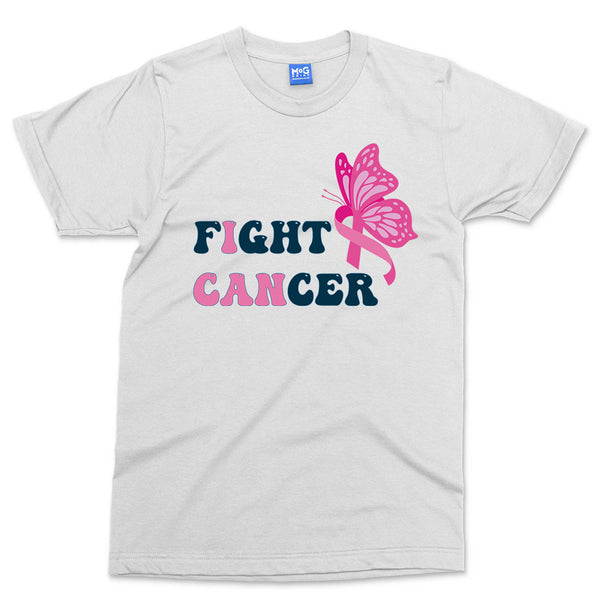 Fight Cancer T-shirt Pink Butterfly Breast Cancer Awareness Ribbon Tee