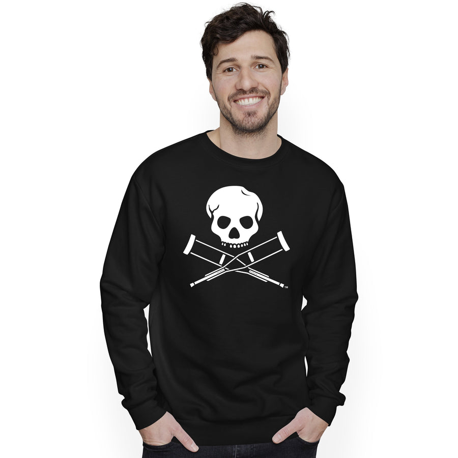 Skull And Crutches Logo Sweatshirt Funny Jackass Inspired Jumper Stunt Comedy Gift Hooded