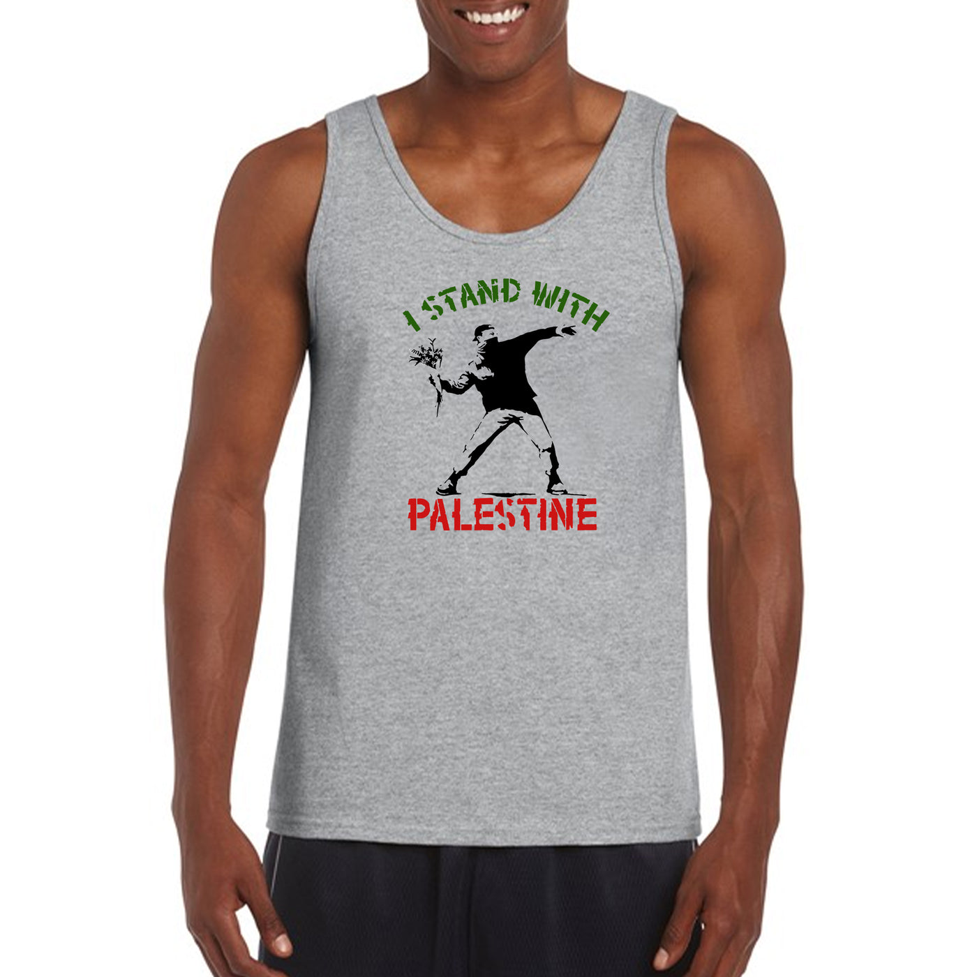 I Stand With Palestine Moral Support Vest, Human Rights United Palestinian Throw Flowers Stop War Peaceful Protest Apparel For Men Women