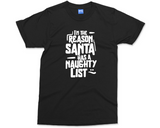 Funny Christmas Slogan T-shirt Santa Naughty List Joke Xmas Gift Shirt for Kids