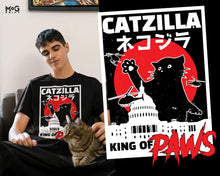 Catzilla Retro Japanese Movie Parody T-shirt Cat Film Kitty Monster Pet Lover Gift Tee