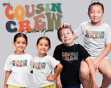 Custom Name Cousin Crew Retro T-shirt Funny Personalised Matching Tee For Cousins Kids