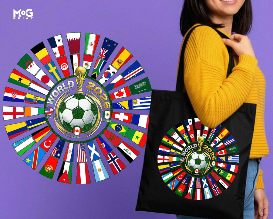 Football Cup Tote USA Canada Mexico Flags World Soccer Fan Canvas Bag