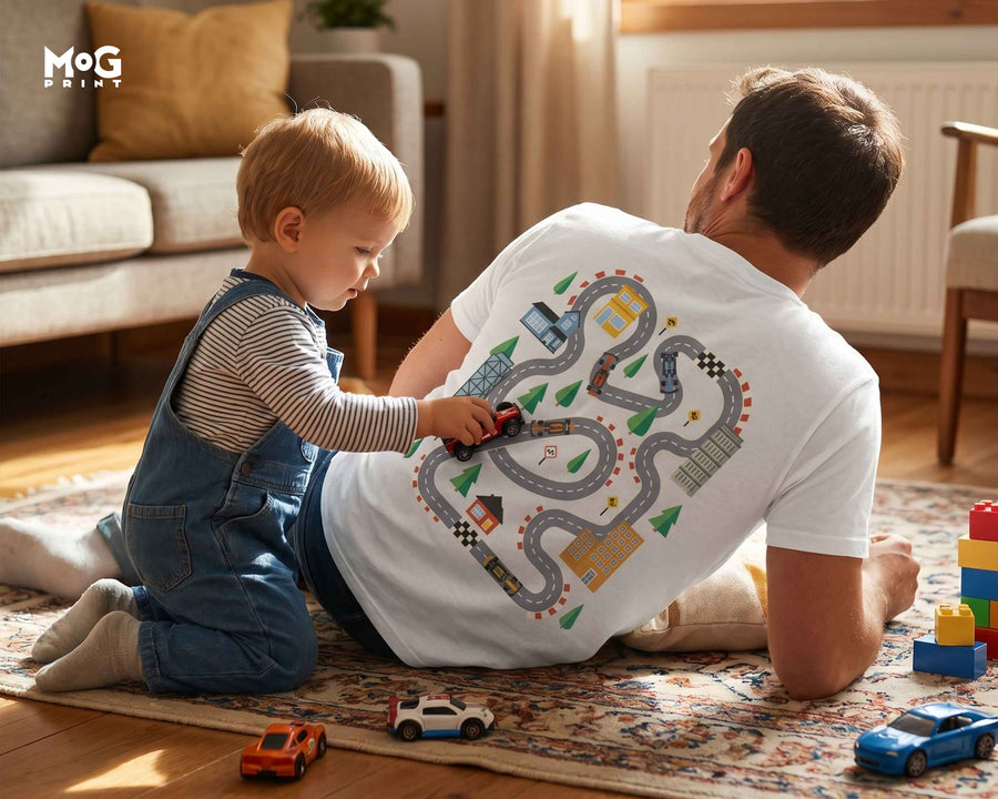 Funny Tired Dads Club T-shirt Car Track Play Mat Tee Father’s Day Gift