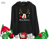 Mickey Minnie Merry Christmas Hoodie Reindeer Antlers Matching Family Xmas Hoody