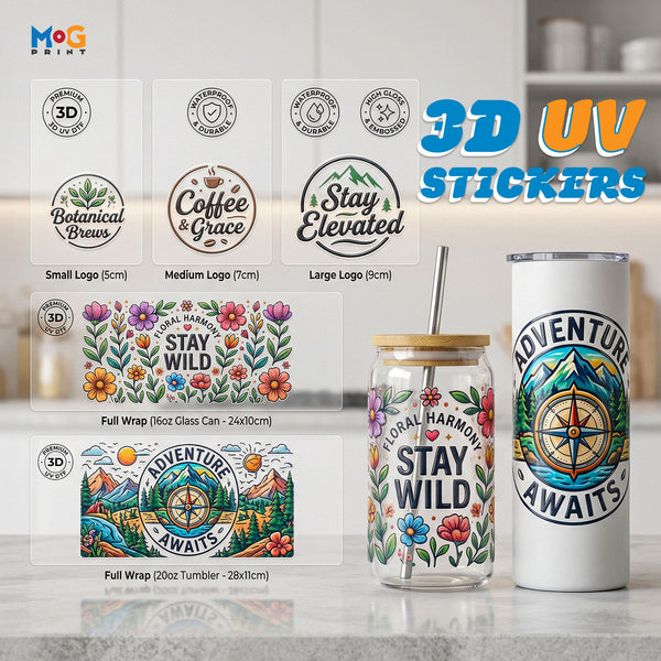 Custom 3D UV DTF Stickers Raised Glossy Waterproof Acrylic Decals