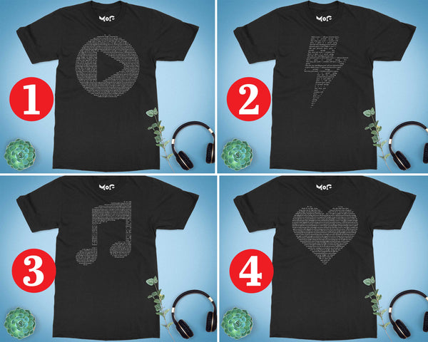 Custom Song Lyrics T-shirt Your Favorite Music Tee Musicians Gift Top