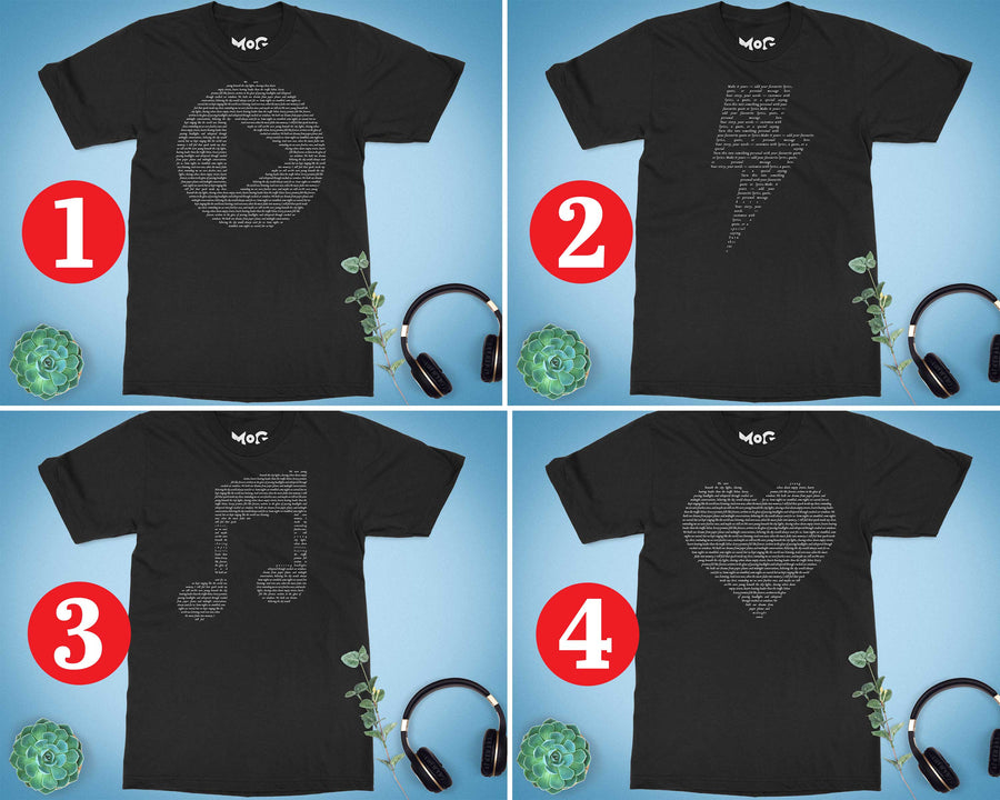 Custom Song Lyrics T-shirt Your Favorite Music Tee Musicians Gift Top