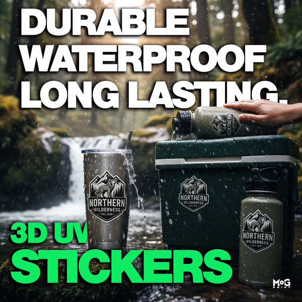 Custom 3D UV DTF Transfers Raised Stickers for Cups, Tumblers & Logos
