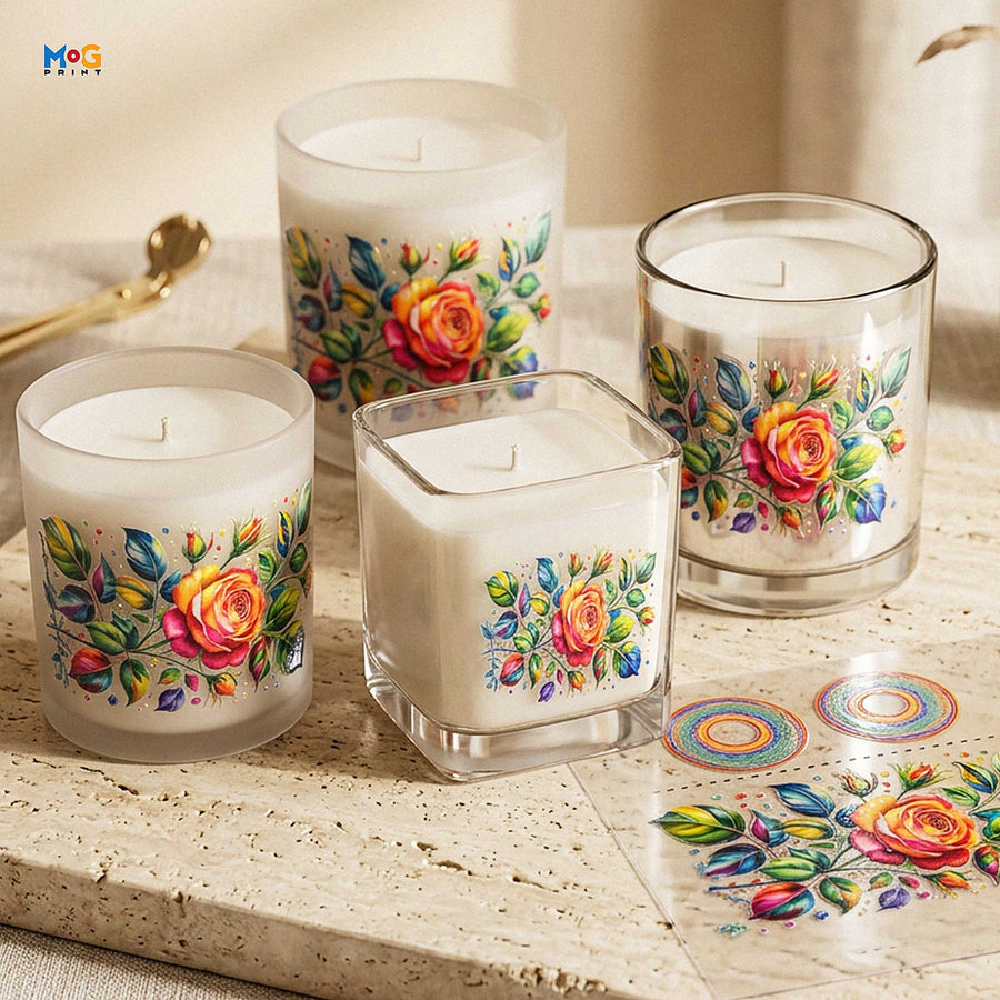 Custom 3D UV Transfers Candle Jar Labels & Logo Decals for Branding