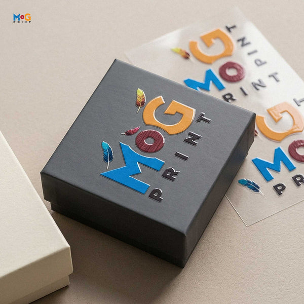 3D UV Stickers for Packaging Boxes Custom Gift Box Branding Decals