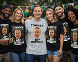 Personalised 40th Birthday Party T-shirt Custom Photo Confetti Shirt