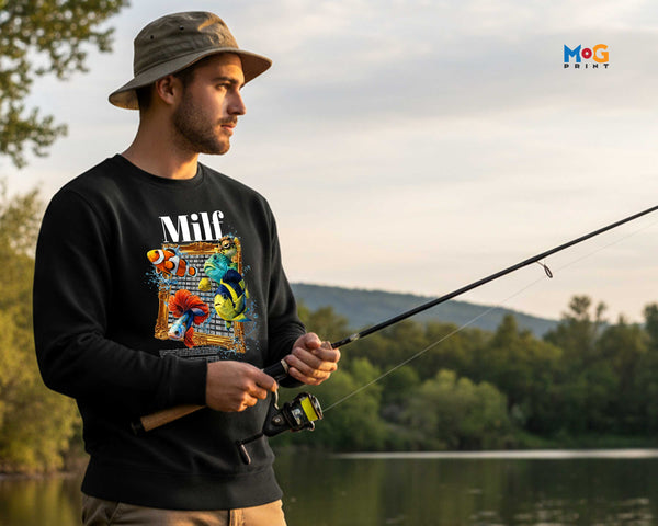 Adult Fishing Joke Sweatshirt MILF Humour Jumper Funny Fishermen Gifts