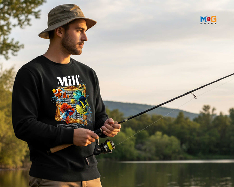 Adult Fishing Joke Sweatshirt MILF Humour Jumper Funny Fishermen Gifts