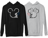 Cute Mickey and Minnie Mouse Love Hearts Matching Couple Hoodies For Christmas