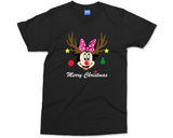 Mickey Minnie Merry Christmas T-shirt Rudolph Antlers Matching Family Xmas Top