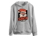 Adult Christmas Joke Hoodie Funny Santa is Real Hoody Xmas Party Gifts for Men