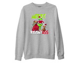 Merry Kiss My Ass Sweatshirt, Unisex Xmas Jumper, Funny Grinch Top for Men Women