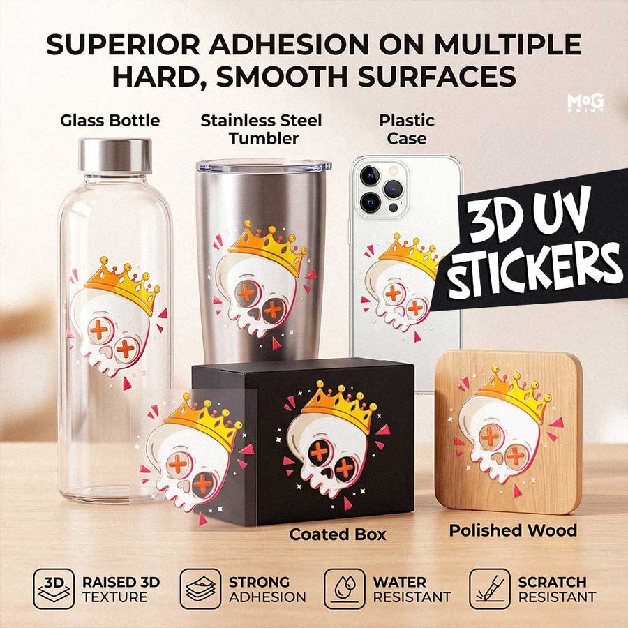 Custom 3D UV DTF Stickers Raised Waterproof Logo Decals and Labels