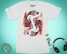 Yin Yang Koi Fish Wave T-shirt Cherry Blossom Japanese Art Unisex Tee