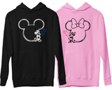 Cute Mickey and Minnie Mouse Love Hearts Matching Couple Hoodies For Christmas