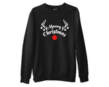 Red Nose Reindeer Sweatshirt Merry Christmas Jumper Santa Rudolph Face Xmas Top