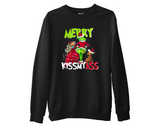 Merry Kiss My Ass Sweatshirt, Unisex Xmas Jumper, Funny Grinch Top for Men Women