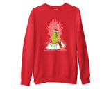 Christmas Is Coming Sweatshirt Grinch on Candy Cane Throne Jumper Funny Xmas Top