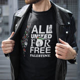 All United For Free Palestine Unity Solidarity Graphic Art T-shirt, Support Palestinian Cause Anti-War Political Awareness Gift Tee For Men