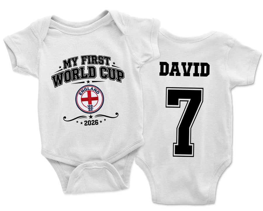 My First Football World Cup Baby Romper Custom Name Number Kids Outfit