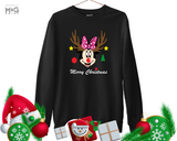 Mickey Minnie Merry Christmas Sweatshirt Rudolph Antler Matching Family Xmas Top