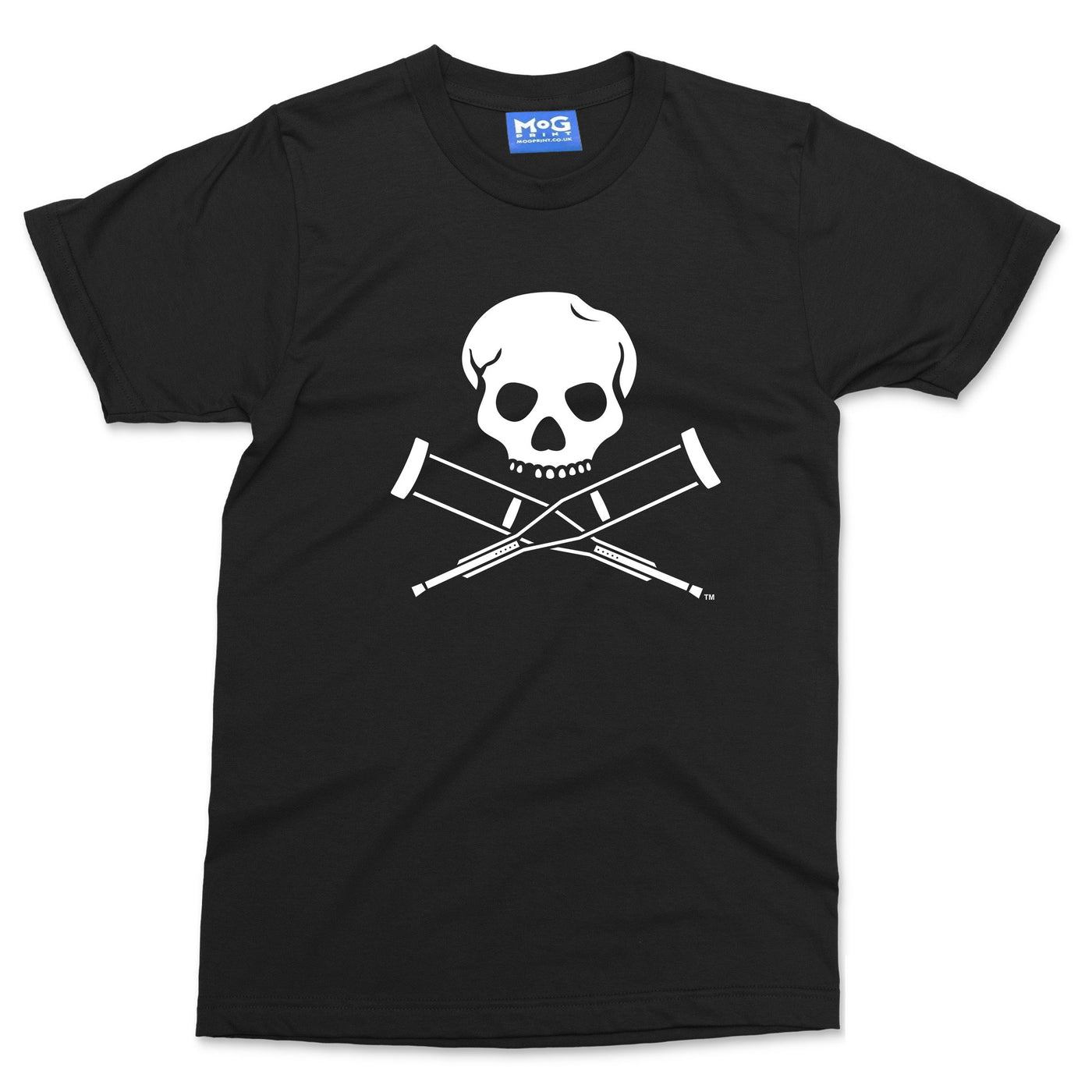 Skull and Crutches Logo T-shirt Funny Jackass Inspired Tee Stunt Comedy Gift Top