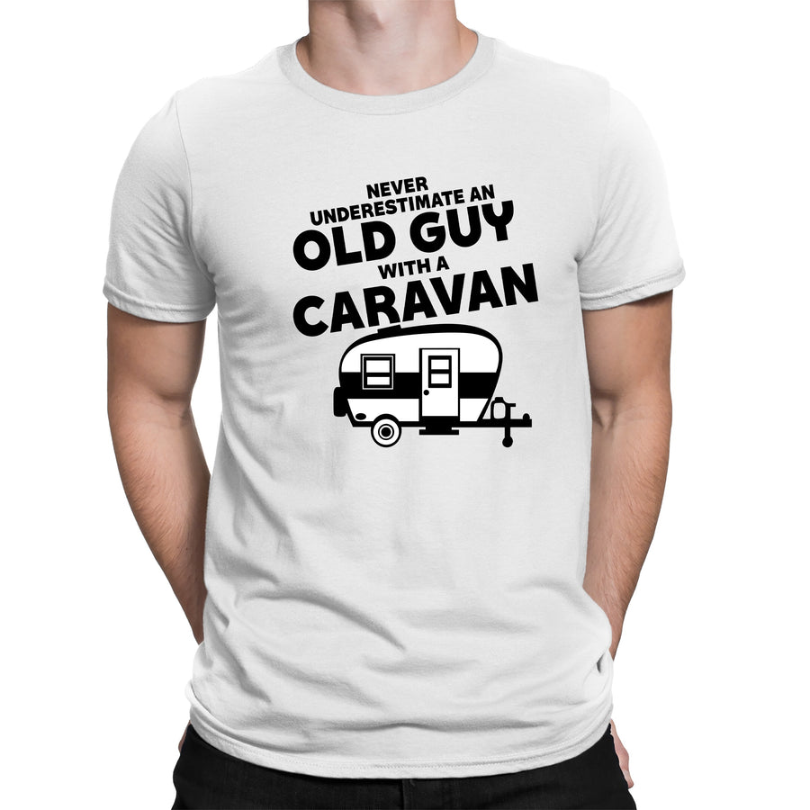 Never Underestimate An Old Guy With A Caravan T-shirt Funny Mens Camper Van Top
