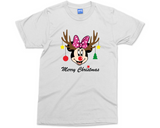 Mickey Minnie Merry Christmas T-shirt Rudolph Antlers Matching Family Xmas Top