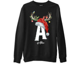 Custom Name Letter Santa Cap Antlers Christmas Decorations Sweatshirts