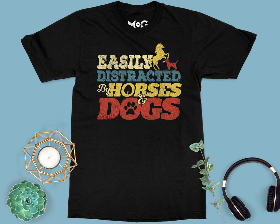Horse & Dog Owner Lover T-shirt Quote Unisex Tee Funny Equestrian Gift