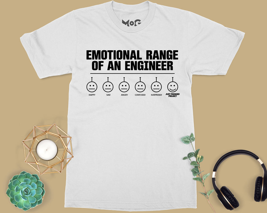 Funny Engineer Emoji T-shirt Sarcastic Engineering No Emotions Joke Gift Tee