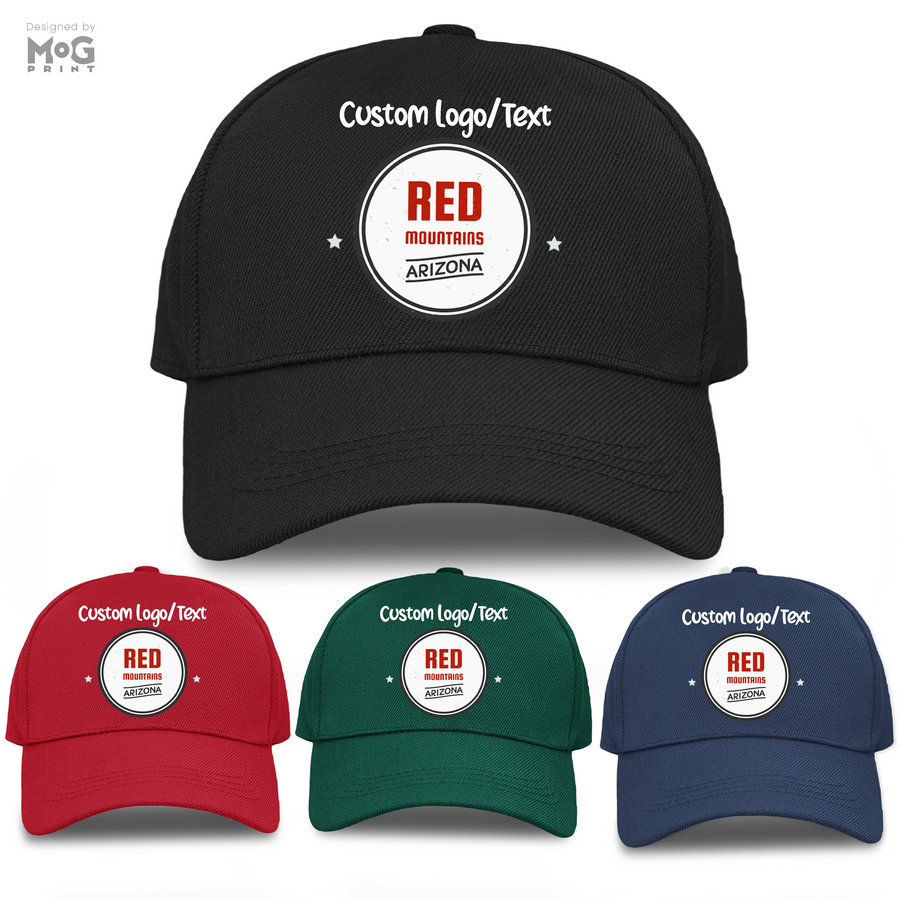 Custom Logo Baseball Cap Red Mountain Arizona Personalised Text Hat for Him Her