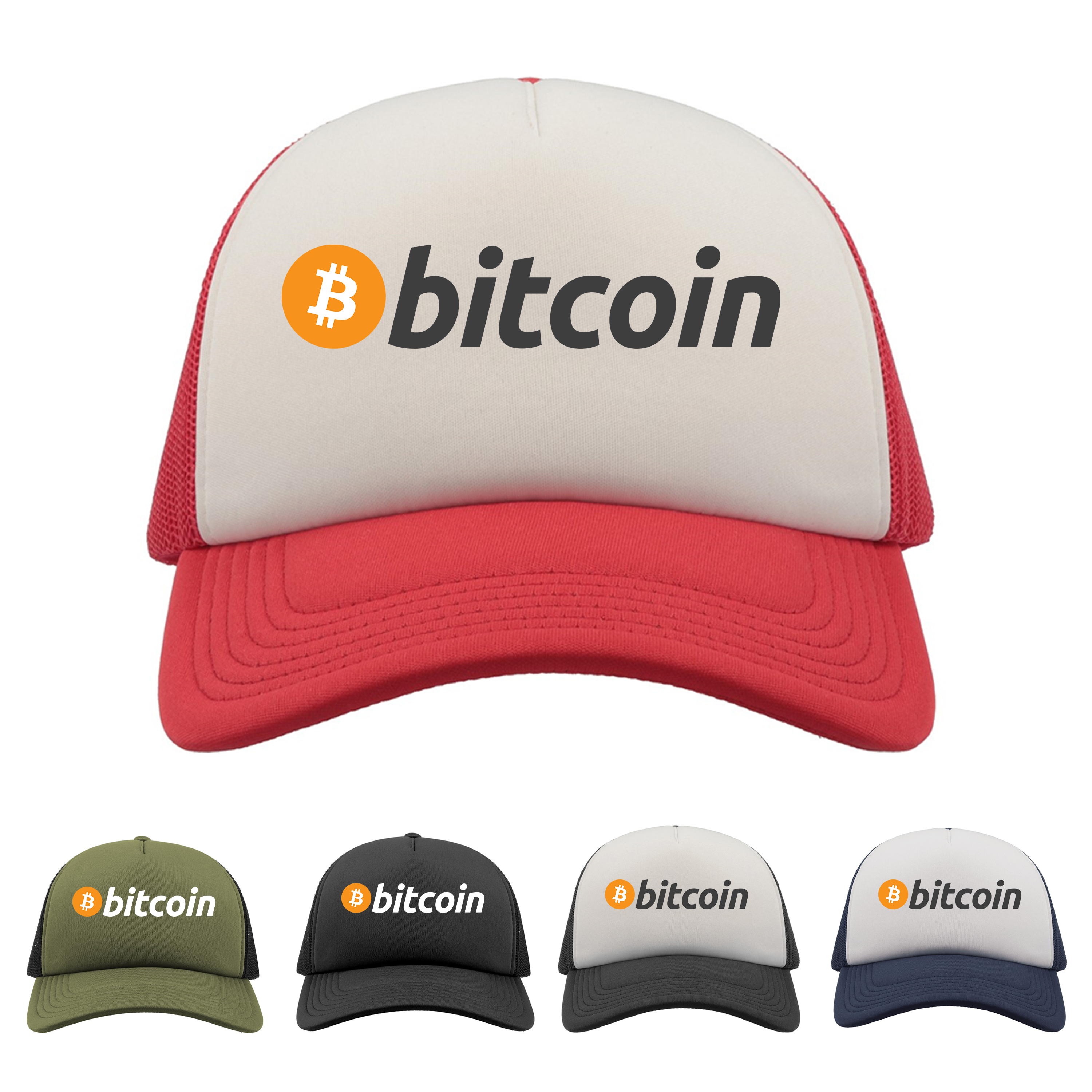 Bitcoin Trucker Cap, Bitcoin Hat, BTC Crypto Currency Coin Logo, Bitco -  Adult Size / Full Black - Mog Print