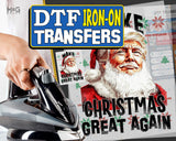 Funny Xmas Slogan Santa Donald Trump Christmas Joke Iron On Transfer for T-shirt