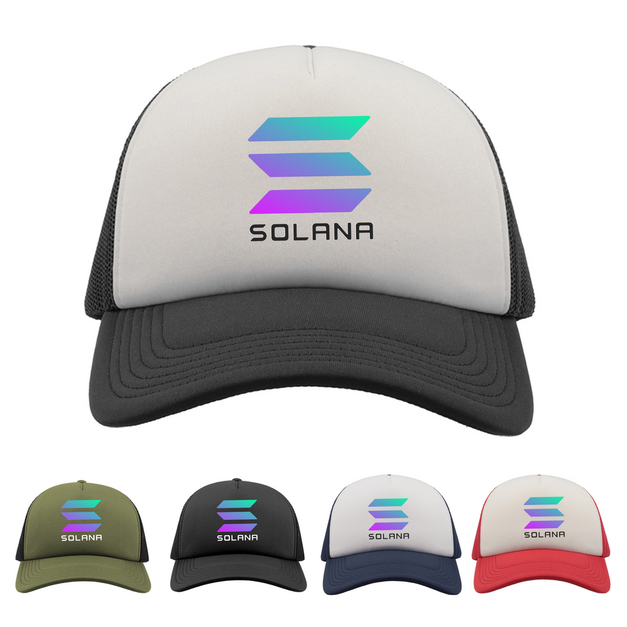 Solana Logo Trucker Cap, Sol Cryptocurrency Hat, Solana Investor Gift, Solana Hat, Investor Dad Brother, Crypto Bull - Adult Unisex