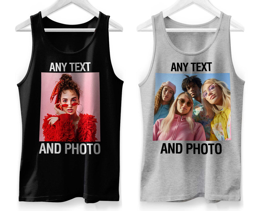 Personalised Tank Top Custom Photo Text Vest Printed Sleeveless Tee