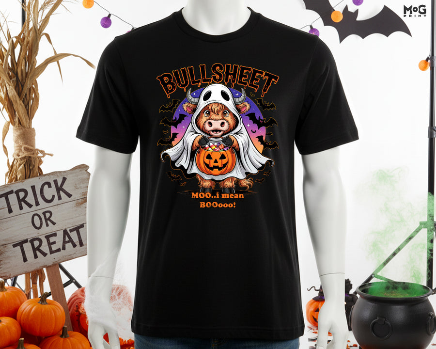 Funny Halloween Bullsheet T-shirt Cow Ghost Pun Tee Trick Or Treat Top